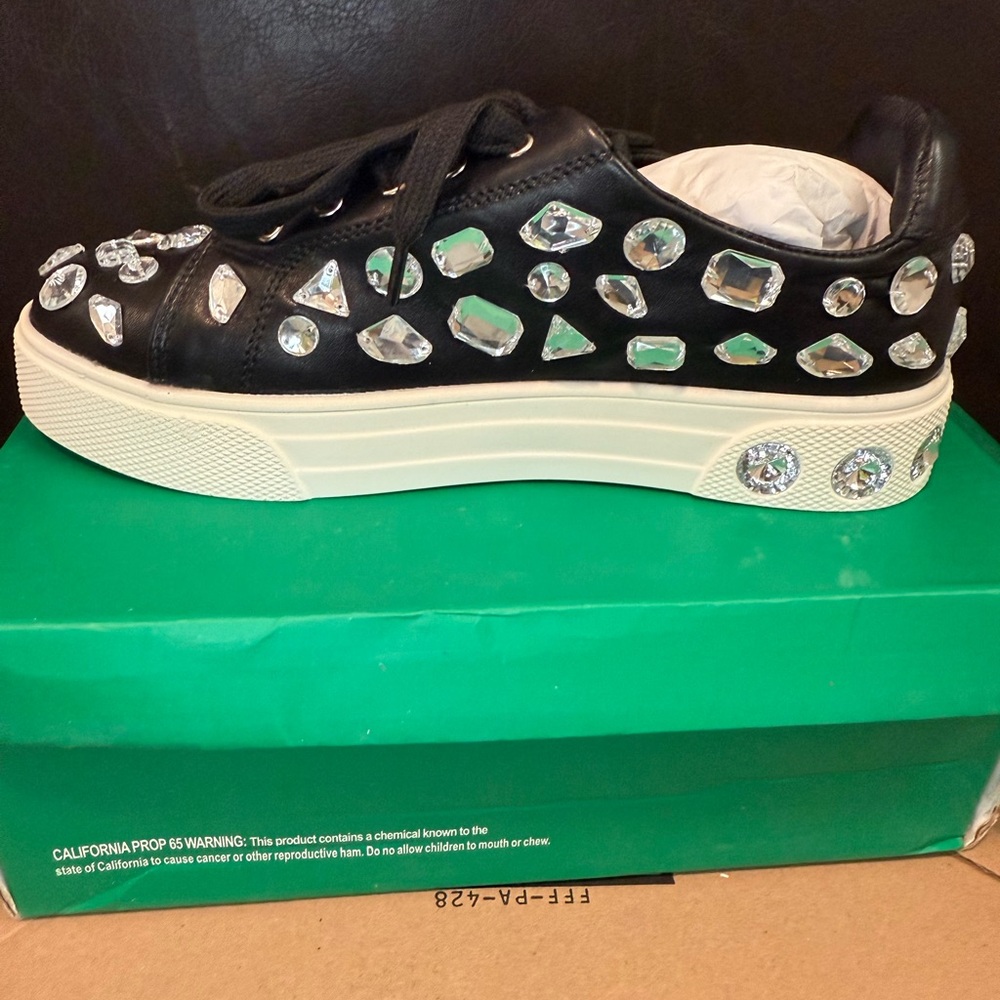 Lauren Lorraine Black Crystal Sneakers